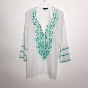 Club Z Collection sheer white tunic w/ beading S
